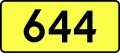 Sign of DW 644 with oficial font Drogowskaz and adequate dimensions.