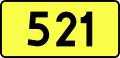 English: Sign of DW 521 with oficial font Drogowskaz and adequate dimensions.