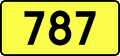 English: Sign of DW 787 with oficial font Drogowskaz and adequate dimensions.