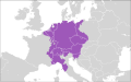 Holy Roman Empire in 1600 superimposed on modern state borders