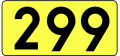 English: Sign of DW 299 with oficial font Drogowskaz and adequate dimensions.