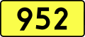 English: Sign of DW 952 with oficial font Drogowskaz and adequate dimensions.