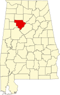 Map of Alabama highlighting Walker County