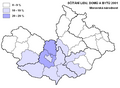 Census 2001 – Moravian nationality (in Moravia, Czech Silesia and adjacent areas of Bohemia)