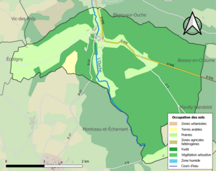 Carte en couleurs présentant l'occupation des sols.