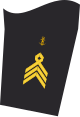 Dienstgradabzeichen eines Oberstabsbootsmannes (30er Verwendungsreihe) auf dem Unterärmel der Jacke des Dienstanzuges für Marineuniformträger