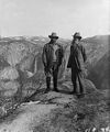 Image 9 Theodore Roosevelt and John Muir Photo credit: Underwood and Underwood U.S. President Theodore Roosevelt (left) and nature preservationist John Muir, founder of the Sierra Club, stand together on Glacier Point in Yosemite National Park. In the background can be seen Upper and Lower Yosemite Falls. During this trip in 1903, Muir convinced Roosevelt to add Yosemite Valley and Mariposa Grove to the park, which had been established in 1890. More selected portraits