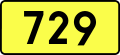 English: Sign of DW 729 with oficial font Drogowskaz and adequate dimensions.