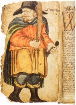 Egill Skallagrimson in een 17e-eeuws manuscript van Egils saga