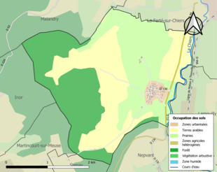 Carte en couleurs présentant l'occupation des sols.