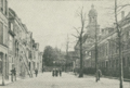 Gezicht in de Zonneveldstraat met rechts de St. Petruskerk. Ca. 1904-1905.