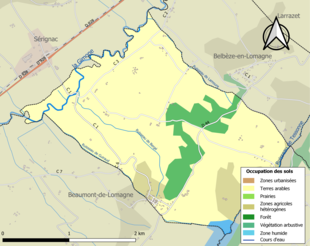 Carte en couleurs présentant l'occupation des sols.