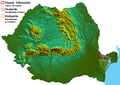 Les monts Măcin sur la carte du relief de la Roumanie