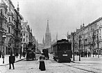 Rowanscher Dampftriebwagen des Berliner Dampfstraßenbahn-Konsortiums auf der Tauentzienstraße, 1897