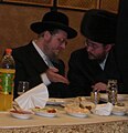 Grand Rabbi Shlomo Yosef Englard of Radzin (left) with Rabbi Nosson Nachum Englard of Radzin-Yerushalayim (right)