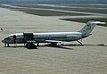 A Douglas DC-9 Aircraft serving as a military transport at the Brunswick Naval Air Station in Maine. This photo was taken from the catwalk of the now abandoned control tower at that airport.