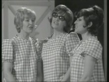 The Ladybirds performing on The Benny Hill Show in 1970. Left to right: Marian Davies, Maggie Stredder and Gloria George