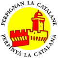 1993 Logo circulaire comportant le Castillet et la mention « Perpignan la Catalane – Perpinyà la Catalana ».