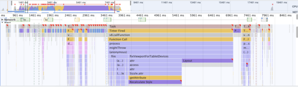 Showing timeline trace log for the Barack Obama page on Android.