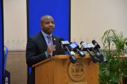 Mayor Cavalier Johnson delivers an inauguration speech. Photo by Jeramey Jannene