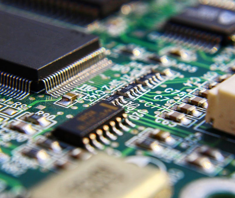 An image of a motherboard — a piece of hardware that is controlled by firmware.