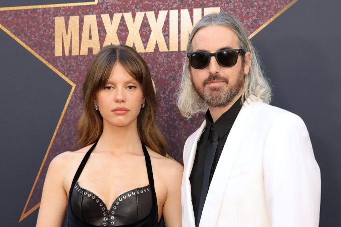 HOLLYWOOD, CALIFORNIA - JUNE 24: (L-R) Mia Goth and Ti West attend the World Premiere of A24's "MAXXXINE" at TCL Chinese Theatre on June 24, 2024 in Hollywood, California. (Photo by Kevin Winter/Getty Images)