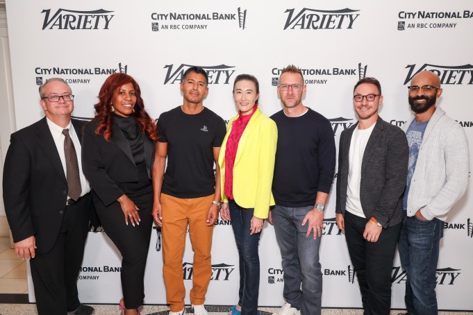 Todd Spangler, Justina Omokhua, Asad Qizilbash, Judy Tu, Donald Mustard, Adam Bergman, Asa Kalama arrives at Variety's Entertainment & Technology Summit presented by City National Bank at The London Weho on September 26, 2024 in Los Angeles, California.