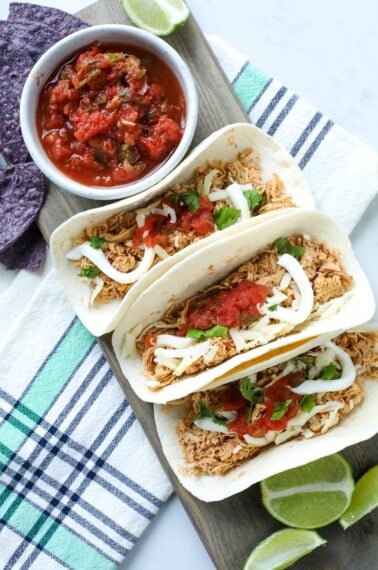 plate of slow cooker chicken tacos