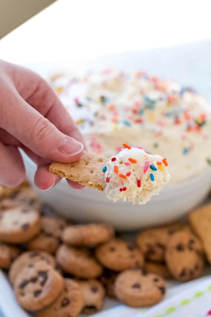 graham crackers dipping in cake mix dessert dip 