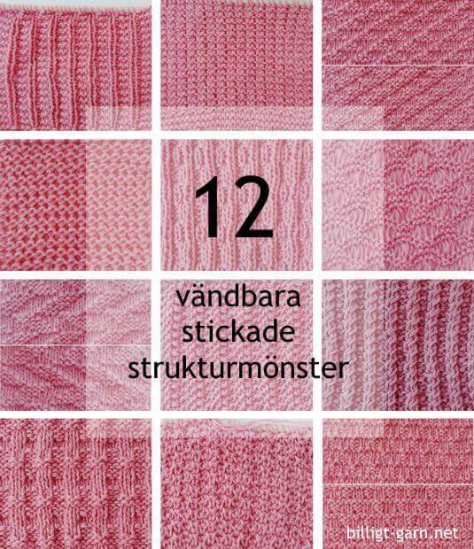 Lär dig sticka 12 vändbara strukturmönster