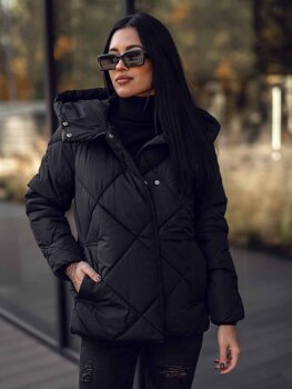 Bolf Damen Gepolsterte Winterjacke mit Kapuze Schwarz 5M3175A2