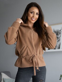 Bolf Damen Jacke Kurzer Mantel mit Kapuze Braun  9320