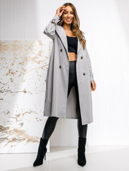 Bolf Damen Mantel Trenchcoat Grau 4494