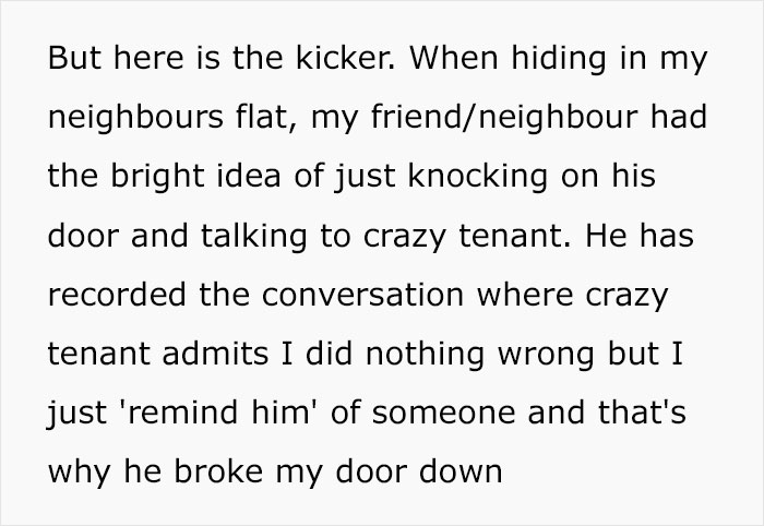 “I Was Shaking”: Woman Is Shocked Neighbor Broke Down Her Door, Says He "Did Nothing Wrong"