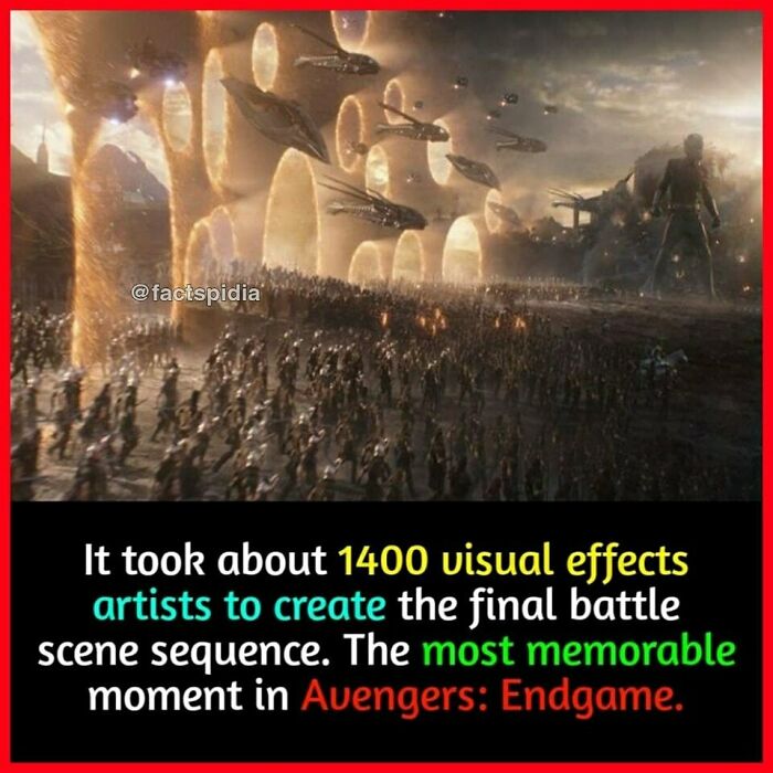 "Epic Avengers: Endgame battle scene with visual effects, showcasing an iconic moment with portals and a massive army."