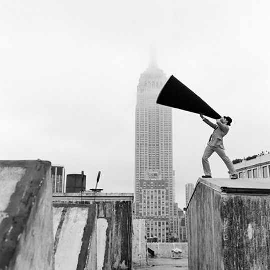 Rodney Smith, Reed with Megaphone on Rooftop