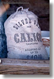 bags, calico, california, money, vertical, west coast, western usa, photograph