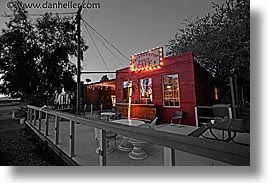 cafes, california, color composite, color/bw composite, horizontal, nipton, slow exposure, west coast, western usa, whistlestop, photograph