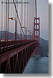 bridge, california, golden gate, golden gate bridge, lampposts, lamps, national landmarks, san francisco, slow exposure, vertical, west coast, western usa, photograph