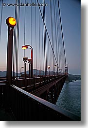 bridge, california, golden gate, golden gate bridge, lampposts, lamps, national landmarks, san francisco, vertical, west coast, western usa, photograph