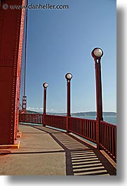 bridge, california, days, golden gate, golden gate bridge, lamps, national landmarks, san francisco, vertical, west coast, western usa, photograph