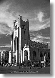 black and white, cambridge, churches, england, english, europe, mary, streets, united kingdom, vertical, photograph