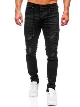 Czarne spodnie jeansowe męskie regular fit Denley MP0100N