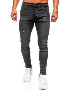 Czarne spodnie jeansowe męskie slim fit Denley 6513