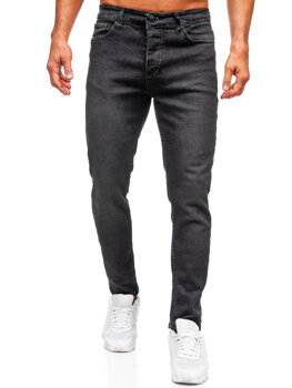 Czarne spodnie jeansowe męskie slim fit Denley 6648