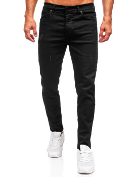 Czarne spodnie jeansowe męskie slim fit Denley 6675