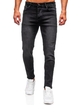 Czarne spodnie jeansowe męskie slim fit Denley 6687