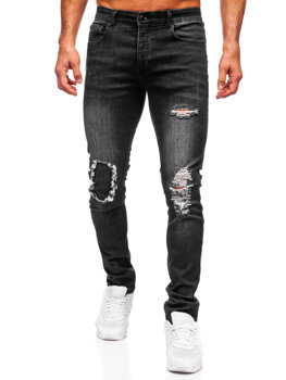 Czarne spodnie jeansowe męskie slim fit Denley MP0085N