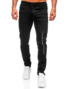 Czarne spodnie jeansowe męskie slim fit Denley MP0087N