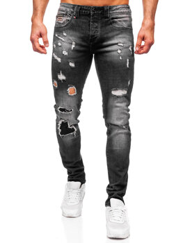 Czarne spodnie jeansowe męskie slim fit Denley MP0089N